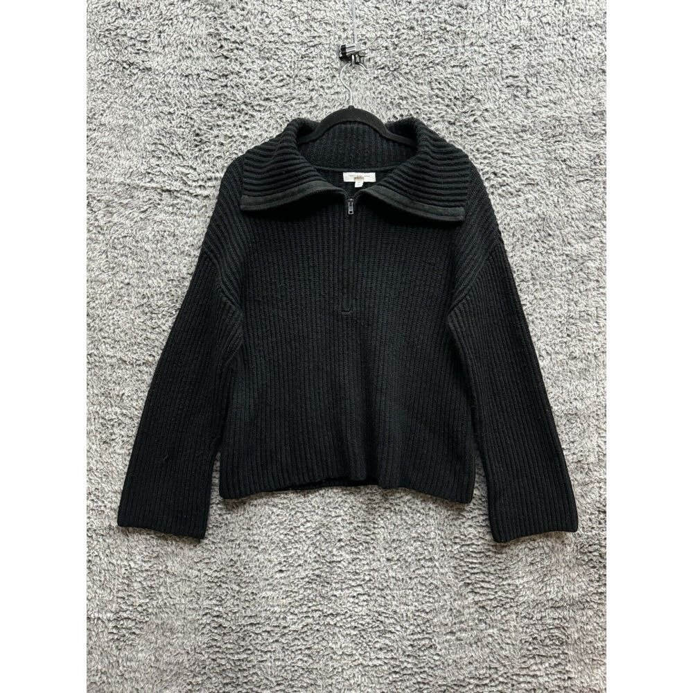 Sweet Baby Jamie Black‎ 1/4 Zip Knit Oversized Bell Sleeve Sweater Size M